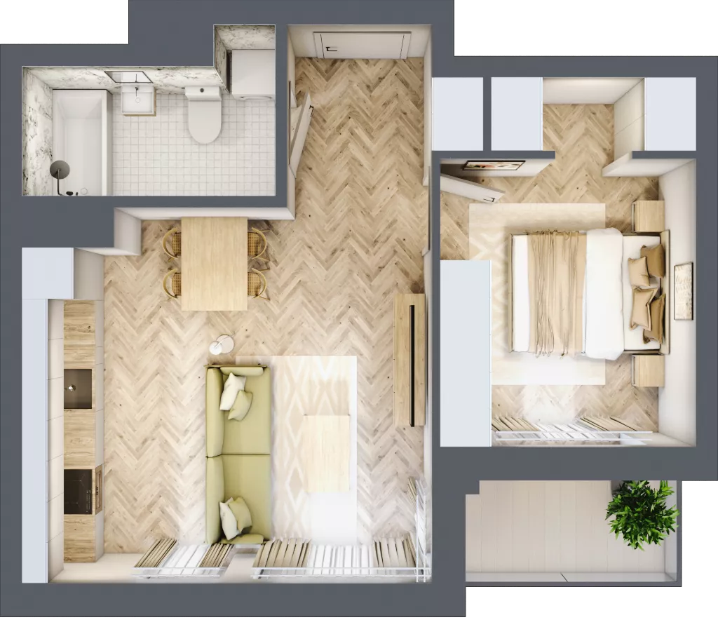 2 pokoje, mieszkanie 42,01 m², piętro 10, oferta nr M145, Sky Trust II , Kielce, Bocianek, al. Solidarności / ul. Świętokrzyska