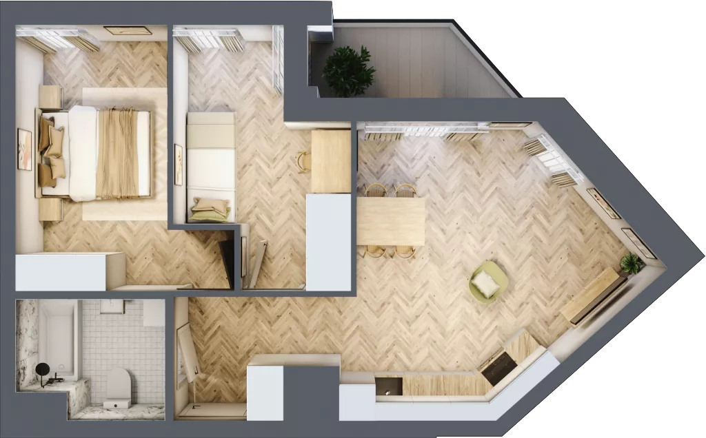 3 pokoje, mieszkanie 51,30 m², piętro 11, oferta nr M153, Sky Trust II , Kielce, Bocianek, al. Solidarności / ul. Świętokrzyska