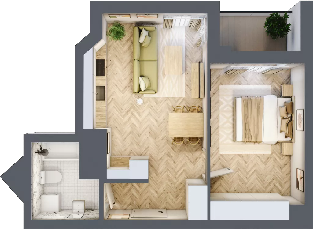 2 pokoje, mieszkanie 42,17 m², piętro 12, oferta nr M162, Sky Trust II , Kielce, Bocianek, al. Solidarności / ul. Świętokrzyska