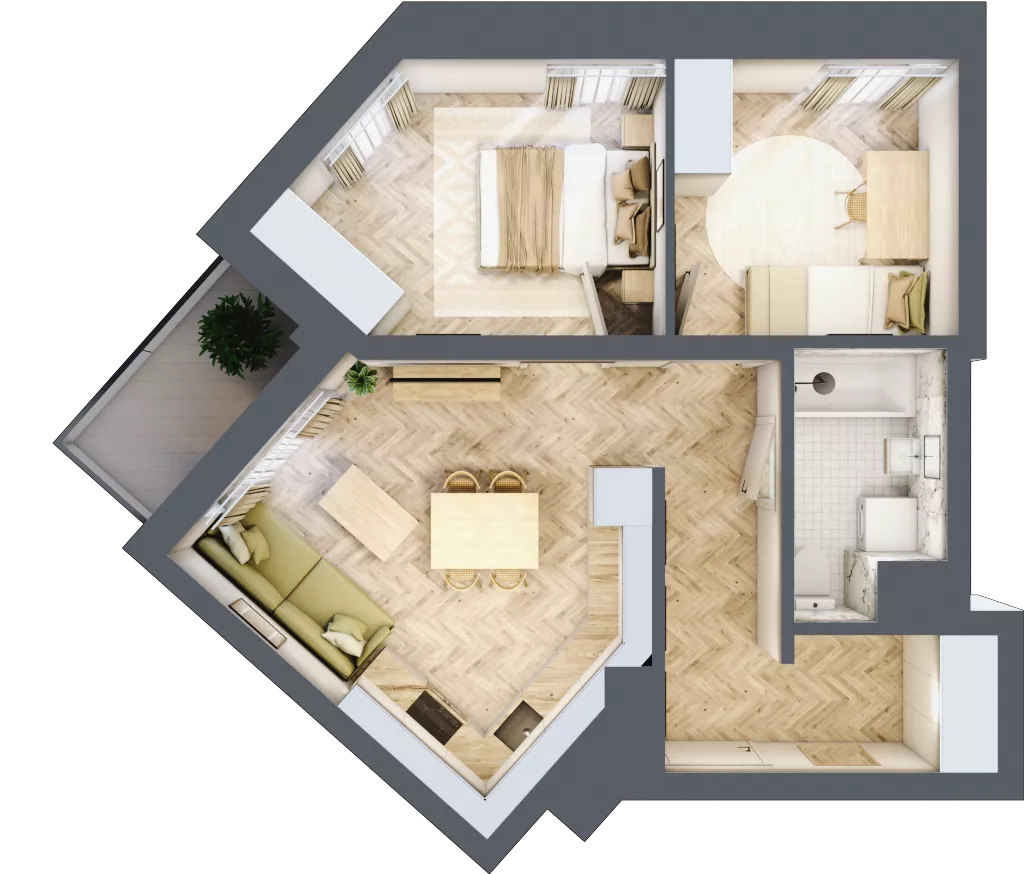 3 pokoje, mieszkanie 48,09 m², piętro 12, oferta nr M169, Sky Trust II , Kielce, Bocianek, al. Solidarności / ul. Świętokrzyska