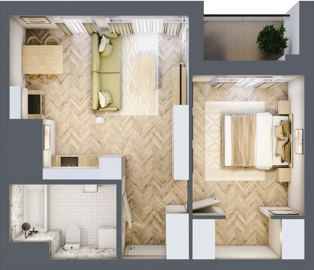 2 pokoje, mieszkanie 44,02 m², piętro 13, oferta nr M174, Sky Trust II , Kielce, Bocianek, al. Solidarności / ul. Świętokrzyska