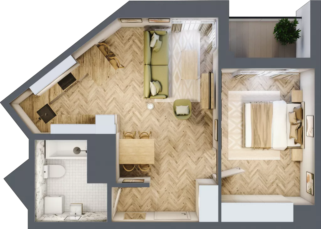 2 pokoje, mieszkanie 45,67 m², piętro 15, oferta nr M188, Sky Trust II , Kielce, Bocianek, al. Solidarności / ul. Świętokrzyska