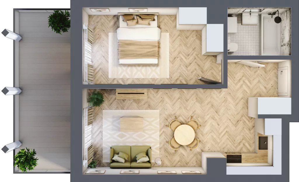 2 pokoje, mieszkanie 42,14 m², piętro 1, oferta nr A.10, Browar Hugo Scobel, Gliwice, Śródmieście, ul. Piwna
