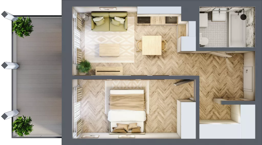 2 pokoje, mieszkanie 38,38 m², piętro 2, oferta nr A.29, Browar Hugo Scobel, Gliwice, Śródmieście, ul. Piwna