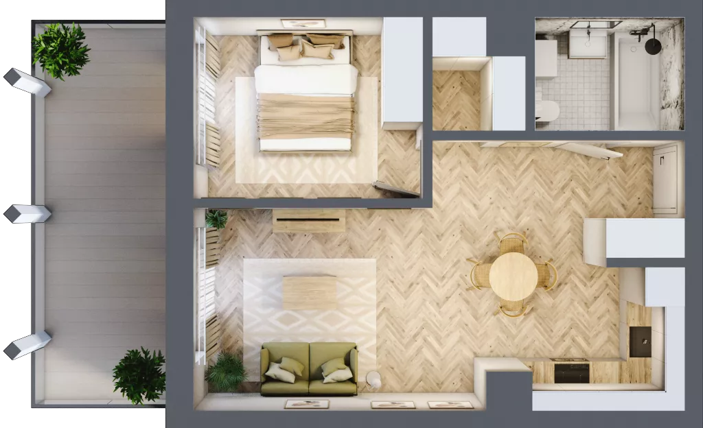 2 pokoje, mieszkanie 42,57 m², piętro 3, oferta nr A.41, Browar Hugo Scobel, Gliwice, Śródmieście, ul. Piwna