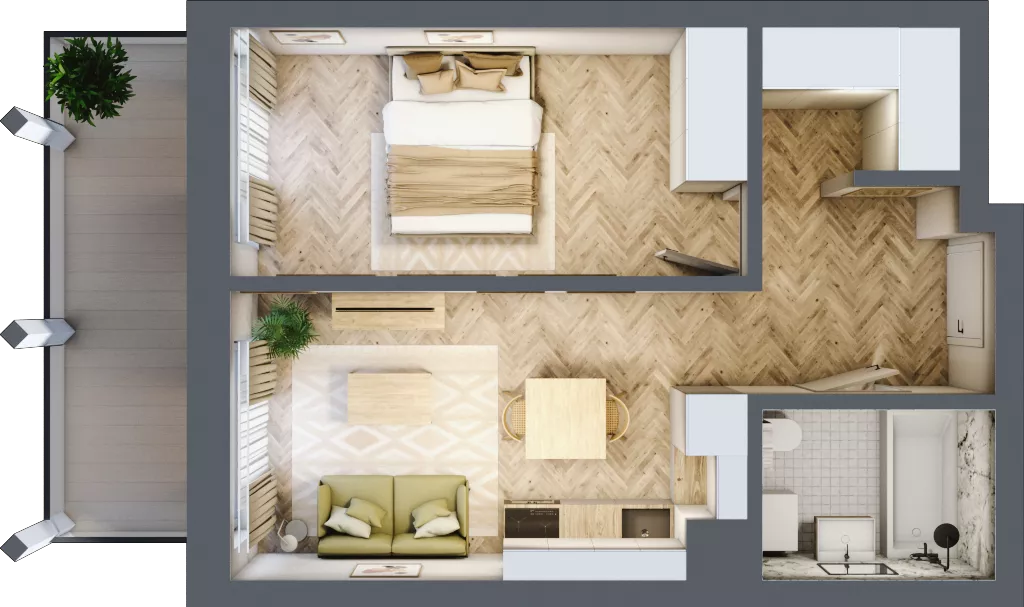 2 pokoje, mieszkanie 37,73 m², piętro 4, oferta nr A.57, Browar Hugo Scobel, Gliwice, Śródmieście, ul. Piwna