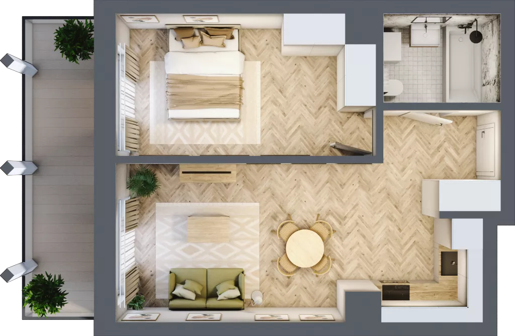 2 pokoje, mieszkanie 42,13 m², piętro 4, oferta nr A.61, Browar Hugo Scobel, Gliwice, Śródmieście, ul. Piwna