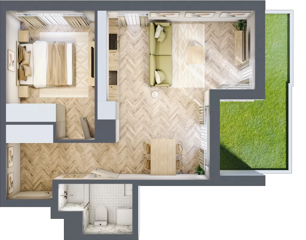 2 pokoje, mieszkanie 44,83 m², parter, oferta nr B, Dzielnica Trust, Kielce, Na Stoku, ul. Gen. Władysława Sikorskiego