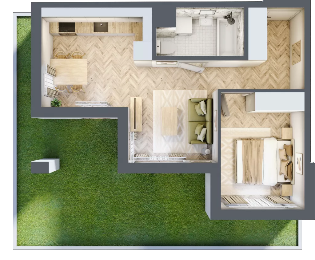 2 pokoje, mieszkanie 39,81 m², parter, oferta nr B, Dzielnica Trust, Kielce, Na Stoku, ul. Gen. Władysława Sikorskiego