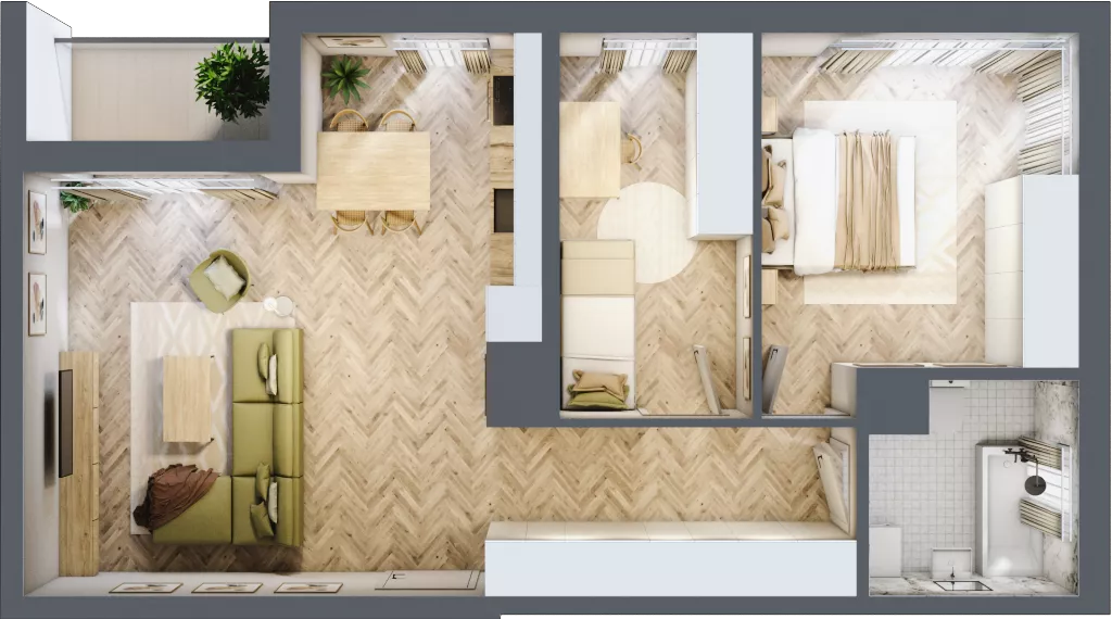 3 pokoje, mieszkanie 61,62 m², piętro 1, oferta nr B, Dzielnica Trust, Kielce, Na Stoku, ul. Gen. Władysława Sikorskiego
