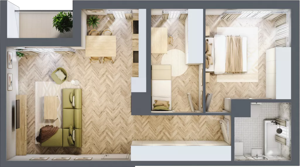 3 pokoje, mieszkanie 61,62 m², piętro 2, oferta nr B, Dzielnica Trust, Kielce, Na Stoku, ul. Gen. Władysława Sikorskiego