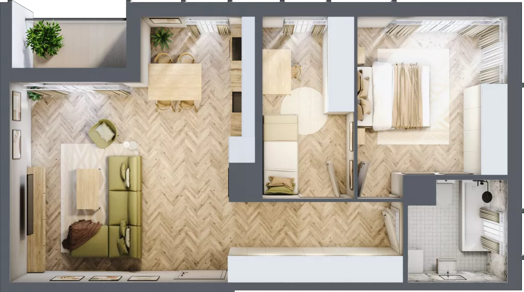 3 pokoje, mieszkanie 61,62 m², piętro 2, oferta nr C, Dzielnica Trust etap II, Kielce, Na Stoku, ul. Gen. Władysława Sikorskiego