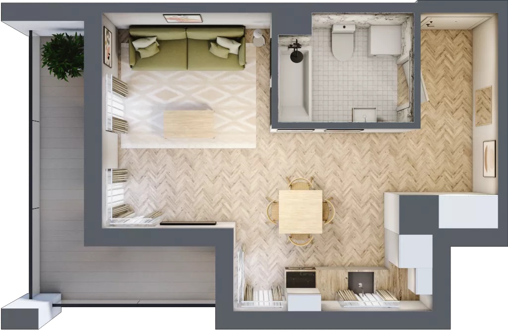 1 pokój, mieszkanie 31,42 m², piętro 3, oferta nr D, Dzielnica Trust etap II, Kielce, Na Stoku, ul. Gen. Władysława Sikorskiego