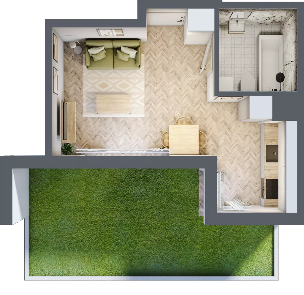 1 pokój, mieszkanie 25,94 m², parter, oferta nr D, Dzielnica Trust etap II, Kielce, Na Stoku, ul. Gen. Władysława Sikorskiego