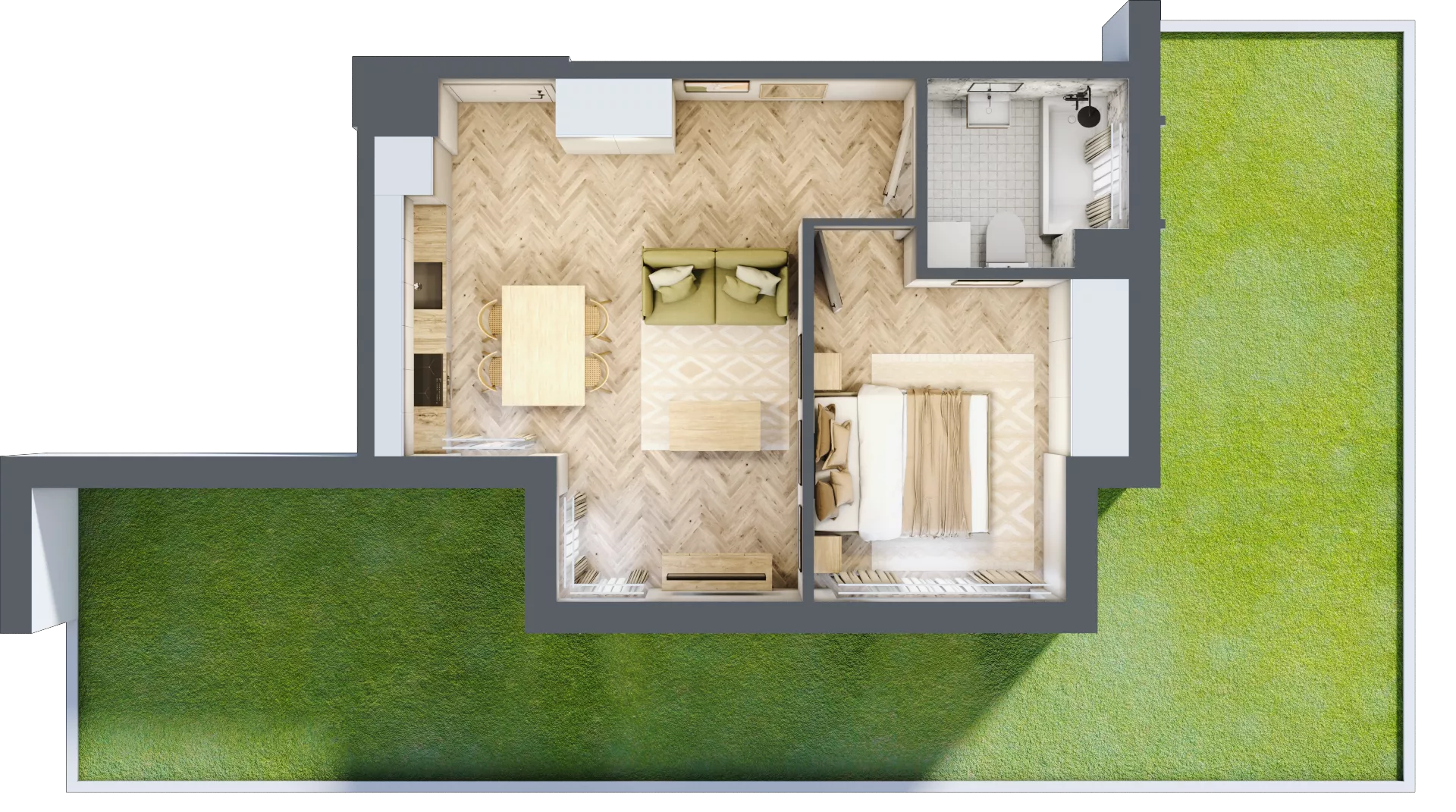 2 pokoje, mieszkanie 36,16 m², parter, oferta nr E, Dzielnica Trust etap II, Kielce, Na Stoku, ul. Gen. Władysława Sikorskiego