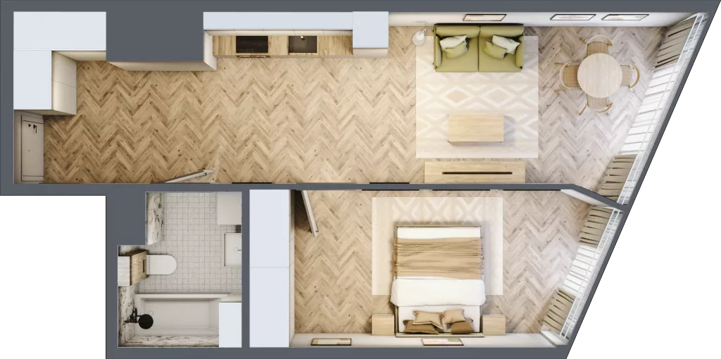 2 pokoje, mieszkanie 51,32 m², piętro 27, oferta nr M.381, O27 Apartamenty Opolska, Katowice, Śródmieście, ul. Opolska 27