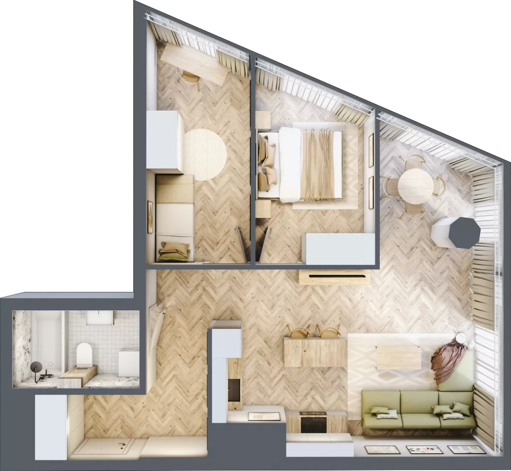 3 pokoje, apartament 61,34 m², piętro 18, oferta nr M.224, O27 Apartamenty Opolska, Katowice, Śródmieście, ul. Opolska 27