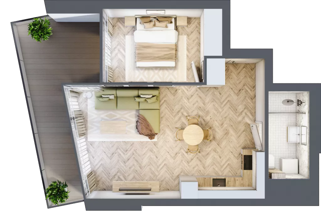 2 pokoje, mieszkanie 45,17 m², piętro 16, oferta nr M.179, O27 Apartamenty Opolska, Katowice, Śródmieście, ul. Opolska 27