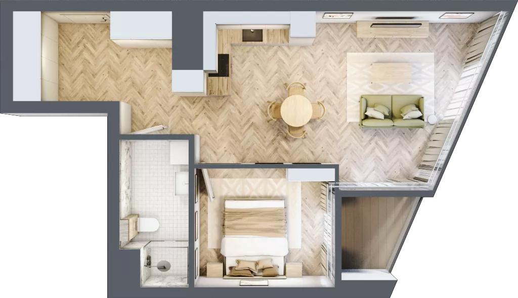 2 pokoje, mieszkanie 49,08 m², piętro 11, oferta nr M.95, O27 Apartamenty Opolska, Katowice, Śródmieście, ul. Opolska 27