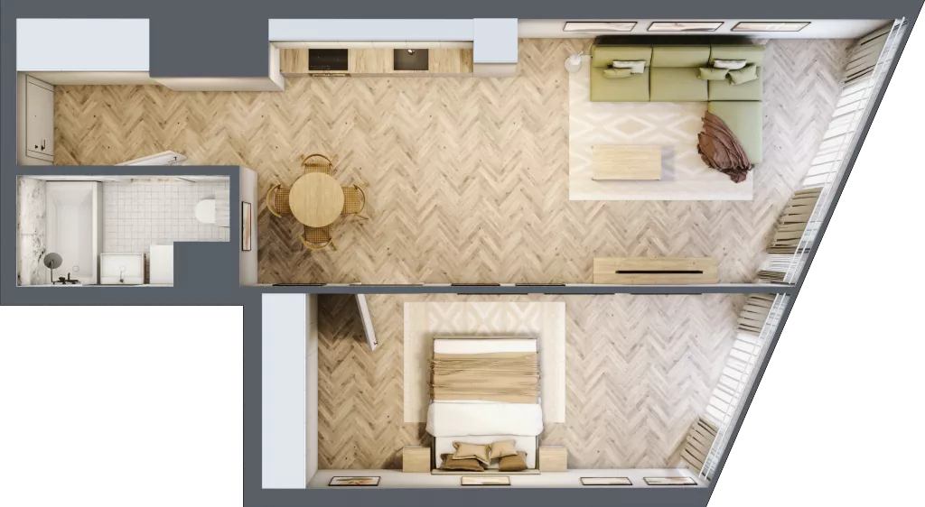 2 pokoje, mieszkanie 57,22 m², piętro 17, oferta nr M.205, O27 Apartamenty Opolska, Katowice, Śródmieście, ul. Opolska 27