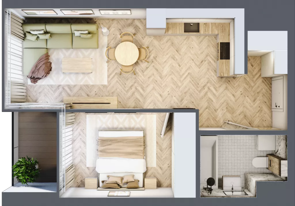 2 pokoje, mieszkanie 43,03 m², piętro 13, oferta nr M.139, O27 Apartamenty Opolska, Katowice, Śródmieście, ul. Opolska 27