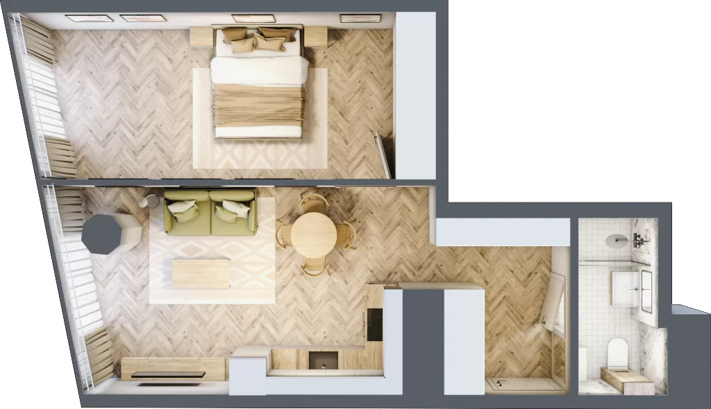 2 pokoje, mieszkanie 47,56 m², piętro 26, oferta nr M.360, O27 Apartamenty Opolska, Katowice, Śródmieście, ul. Opolska 27