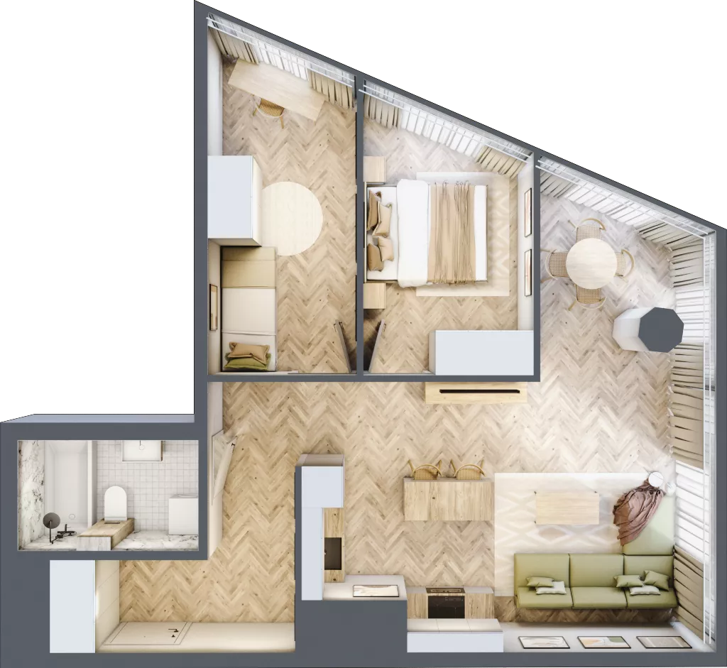3 pokoje, apartament 61,68 m², piętro 24, oferta nr M.332, O27 Apartamenty Opolska, Katowice, Śródmieście, ul. Opolska 27