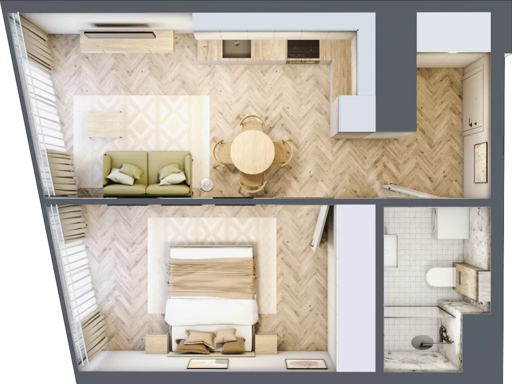 2 pokoje, mieszkanie 40,83 m², piętro 23, oferta nr M.322, O27 Apartamenty Opolska, Katowice, Śródmieście, ul. Opolska 27