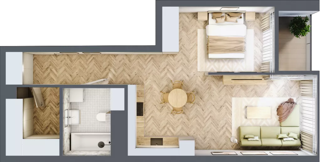 1 pokój, mieszkanie 53,37 m², piętro 13, oferta nr M.128, O27 Apartamenty Opolska, Katowice, Śródmieście, ul. Opolska 27