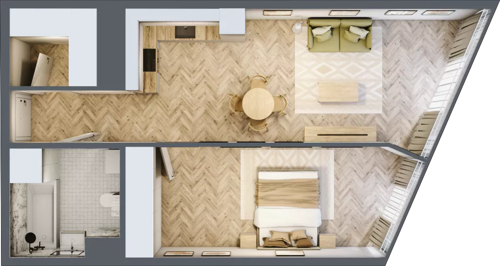 2 pokoje, mieszkanie 55,60 m², piętro 24, oferta nr M.330, O27 Apartamenty Opolska, Katowice, Śródmieście, ul. Opolska 27