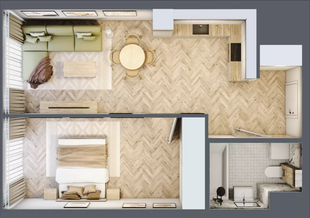 2 pokoje, mieszkanie 47,03 m², piętro 20, oferta nr M.265, O27 Apartamenty Opolska, Katowice, Śródmieście, ul. Opolska 27