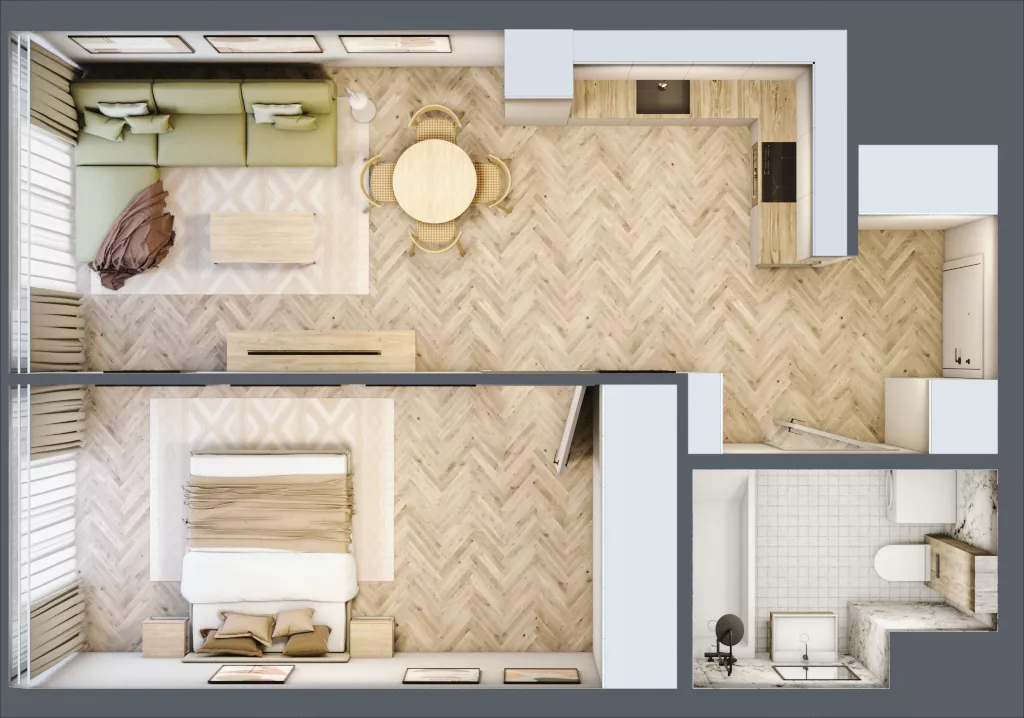 2 pokoje, mieszkanie 46,79 m², piętro 17, oferta nr M.212, O27 Apartamenty Opolska, Katowice, Śródmieście, ul. Opolska 27