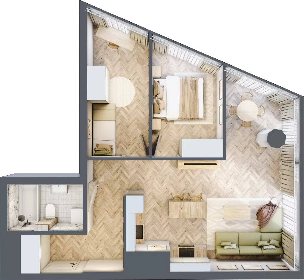 3 pokoje, apartament 61,34 m², piętro 19, oferta nr M.242, O27 Apartamenty Opolska, Katowice, Śródmieście, ul. Opolska 27