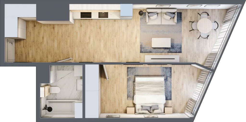 2 pokoje, mieszkanie 51,11 m², piętro 26, oferta nr M.364, O27 Apartamenty Opolska, Katowice, Śródmieście, ul. Opolska 27