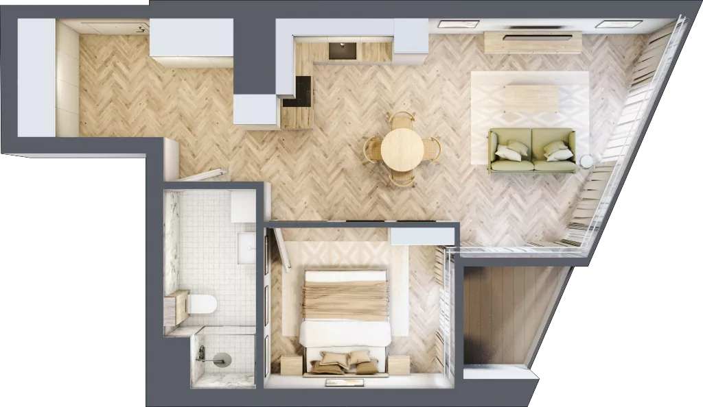 2 pokoje, mieszkanie 48,47 m², piętro 8, oferta nr M.41, O27 Apartamenty Opolska, Katowice, Śródmieście, ul. Opolska 27