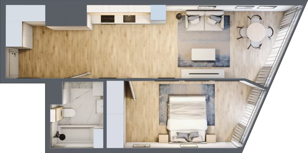 2 pokoje, mieszkanie 51,32 m², piętro 28, oferta nr M.396, O27 Apartamenty Opolska, Katowice, Śródmieście, ul. Opolska 27