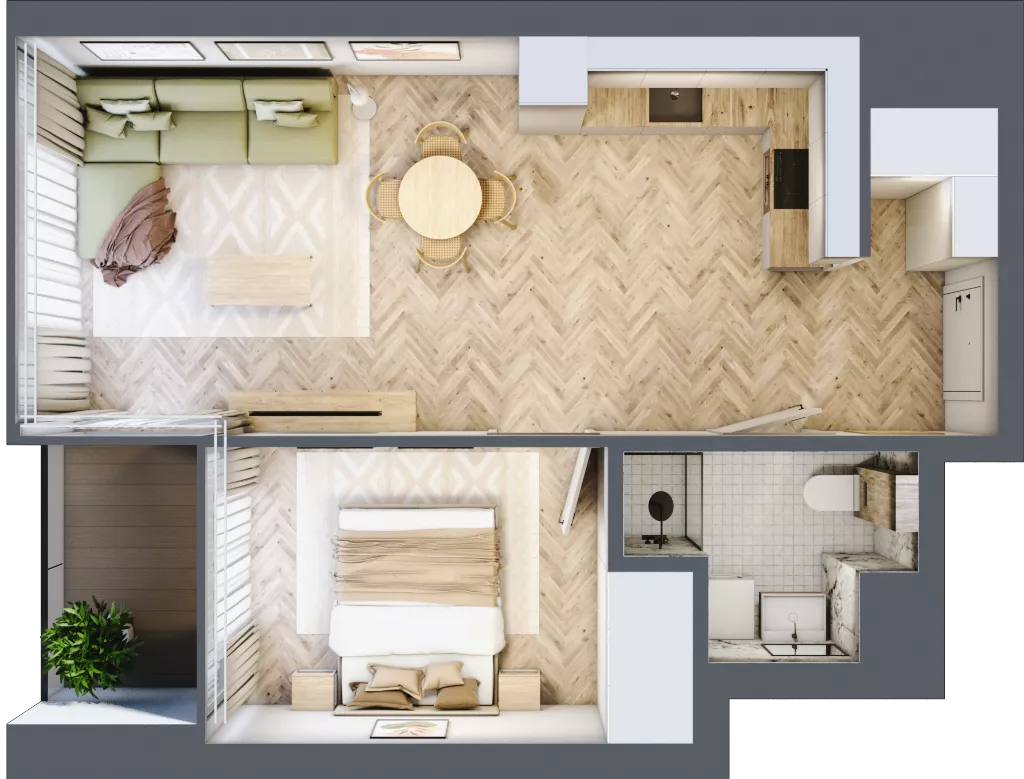 2 pokoje, mieszkanie 43,68 m², piętro 7, oferta nr M.28, O27 Apartamenty Opolska, Katowice, Śródmieście, ul. Opolska 27