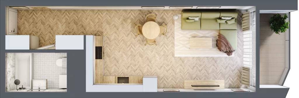 1 pokój, mieszkanie 36,37 m², piętro 14, oferta nr M.147, O27 Apartamenty Opolska, Katowice, Śródmieście, ul. Opolska 27