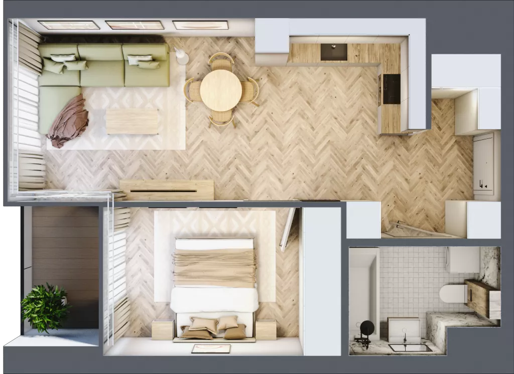 2 pokoje, mieszkanie 44,30 m², piętro 8, oferta nr M.47, O27 Apartamenty Opolska, Katowice, Śródmieście, ul. Opolska 27