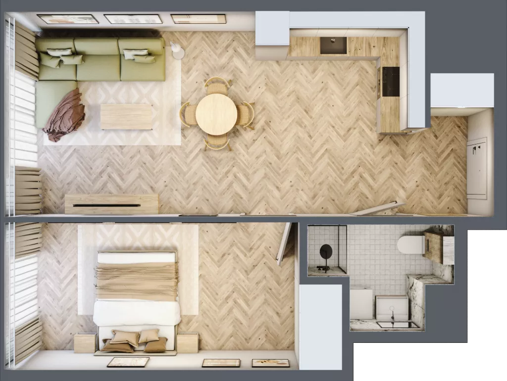 2 pokoje, mieszkanie 48,61 m², piętro 27, oferta nr M.386, O27 Apartamenty Opolska, Katowice, Śródmieście, ul. Opolska 27