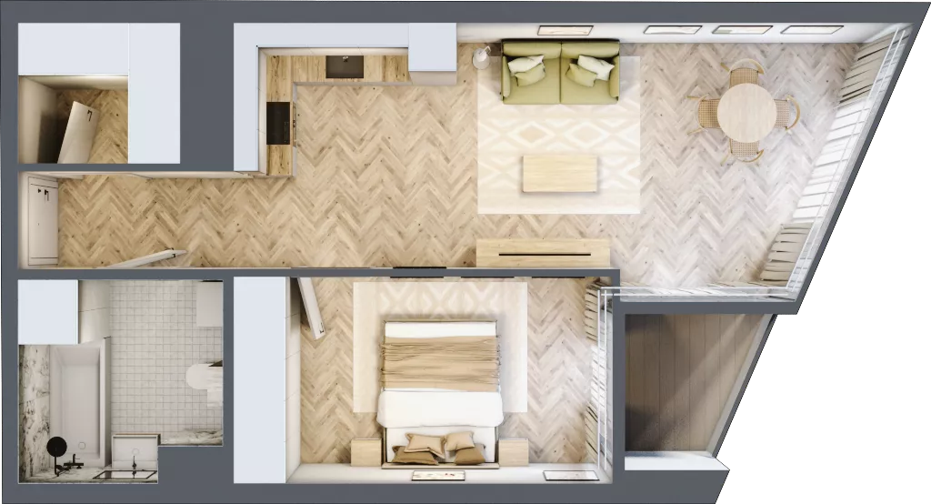2 pokoje, mieszkanie 50,94 m², piętro 14, oferta nr M.150, O27 Apartamenty Opolska, Katowice, Śródmieście, ul. Opolska 27