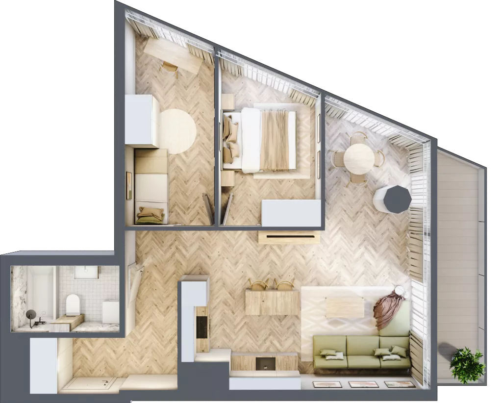 3 pokoje, apartament 61,42 m², piętro 16, oferta nr M.188, O27 Apartamenty Opolska, Katowice, Śródmieście, ul. Opolska 27