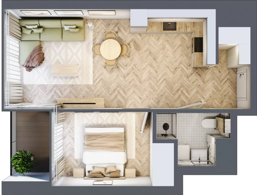 2 pokoje, mieszkanie 43,59 m², piętro 6, oferta nr M.10, O27 Apartamenty Opolska, Katowice, Śródmieście, ul. Opolska 27
