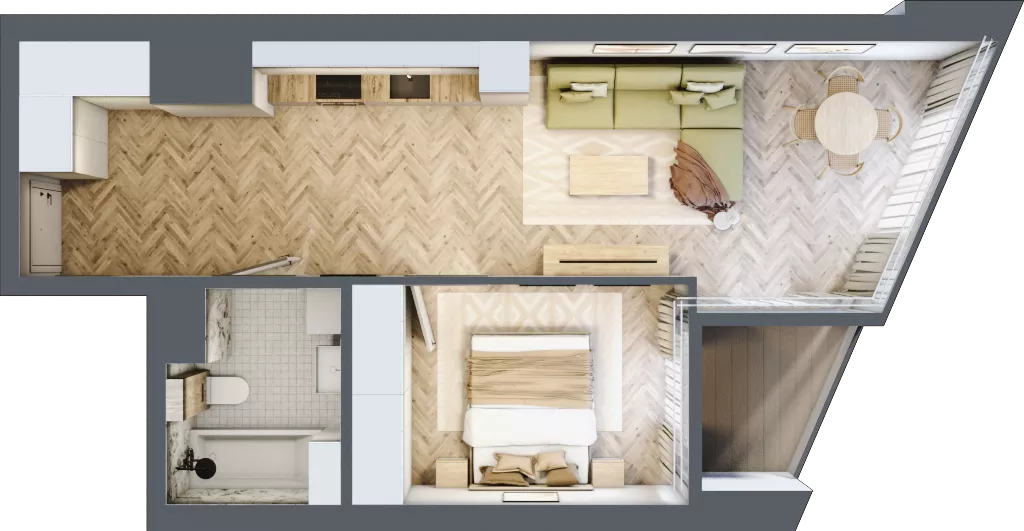2 pokoje, mieszkanie 46,35 m², piętro 7, oferta nr M.22, O27 Apartamenty Opolska, Katowice, Śródmieście, ul. Opolska 27