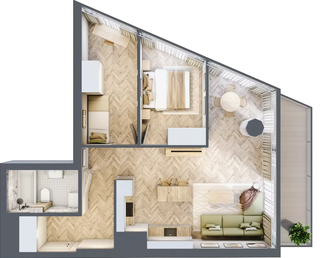 3 pokoje, apartament 60,85 m², piętro 8, oferta nr M.44, O27 Apartamenty Opolska, Katowice, Śródmieście, ul. Opolska 27