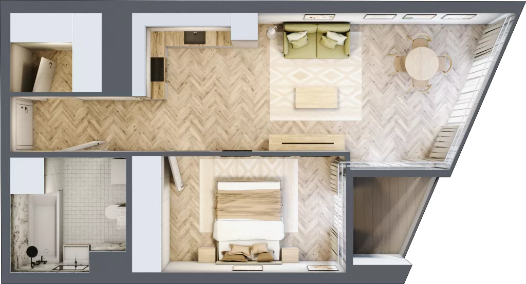 2 pokoje, mieszkanie 50,94 m², piętro 15, oferta nr M.168, O27 Apartamenty Opolska, Katowice, Śródmieście, ul. Opolska 27