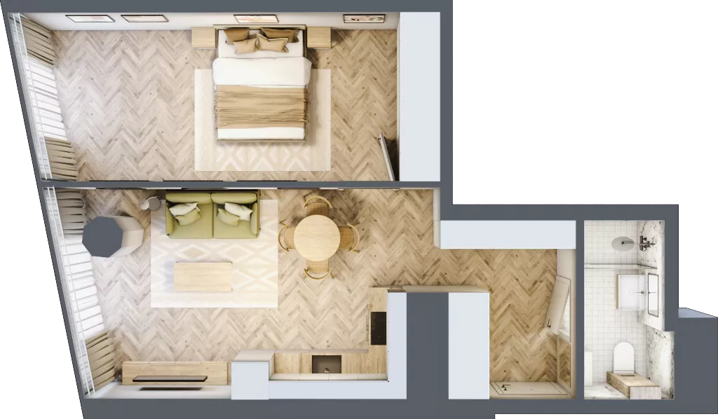 2 pokoje, mieszkanie 47,56 m², piętro 21, oferta nr M.270, O27 Apartamenty Opolska, Katowice, Śródmieście, ul. Opolska 27