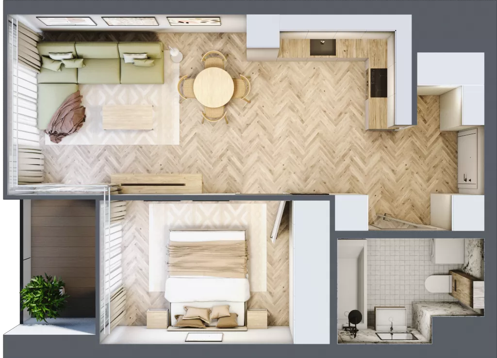 2 pokoje, mieszkanie 44,71 m², piętro 15, oferta nr M.173, O27 Apartamenty Opolska, Katowice, Śródmieście, ul. Opolska 27