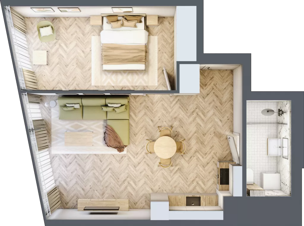 2 pokoje, mieszkanie 50,26 m², piętro 23, oferta nr M.305, O27 Apartamenty Opolska, Katowice, Śródmieście, ul. Opolska 27