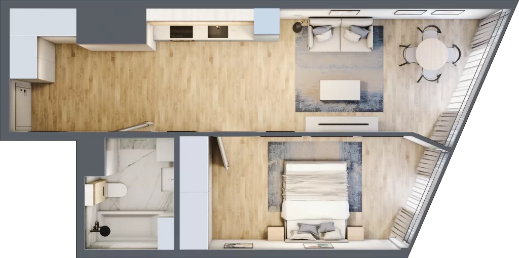 2 pokoje, mieszkanie 51,11 m², piętro 25, oferta nr M.346, O27 Apartamenty Opolska, Katowice, Śródmieście, ul. Opolska 27